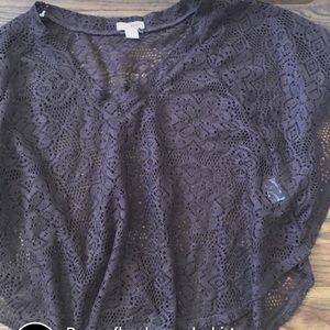 Brown flowered v neck shirt